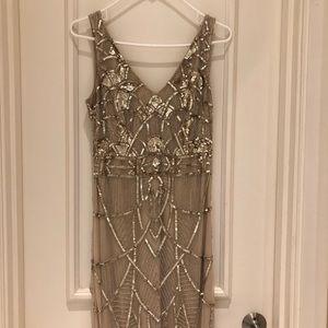 Champagne sequin evening dress